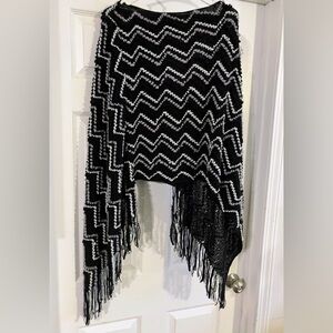 Unbranded black, silver, and grey knit shawl
